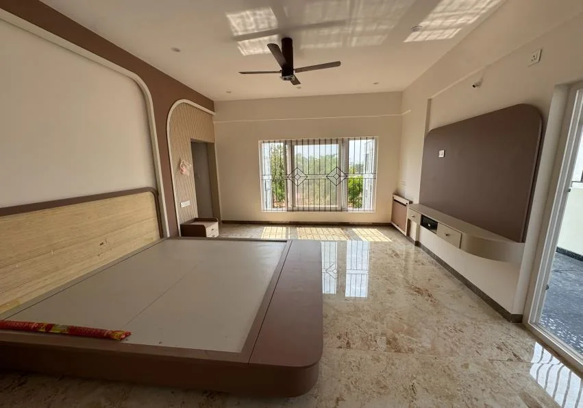 Finished living space with marble flooring