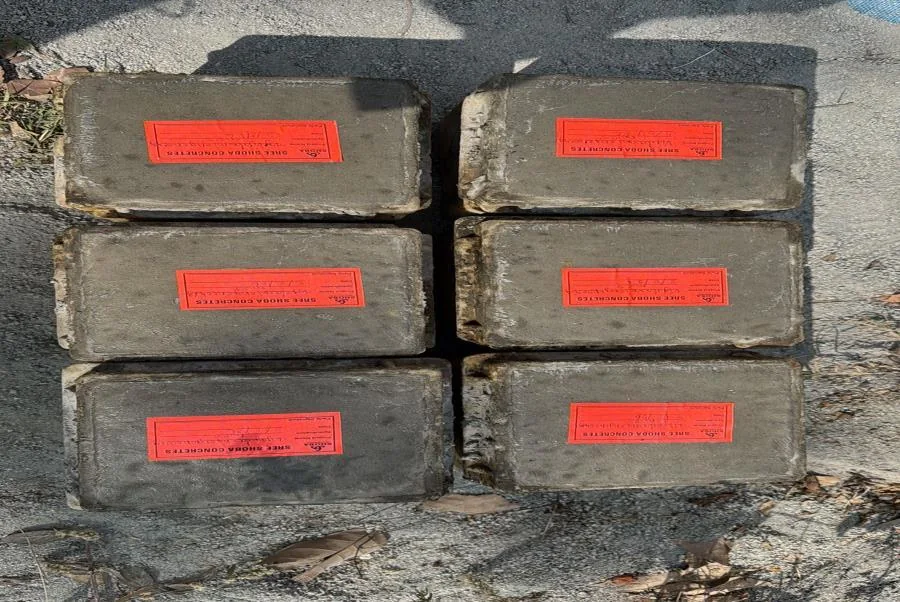 Labelled concrete cube test specimens